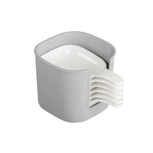 Set ciotole per condimento cucina con supporto, ciotole bianche impilabili per salsa di soia.