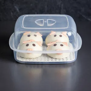 Caja bento vaporera de doble capa para microondas, recipiente de almacenamiento de alimentos.