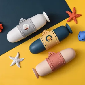 Portable Travel Toothbrush Toothpaste Storage Box Cute Cartoon Submarine Shape Wash Cup Plastic Bathroom Organizer