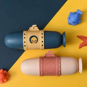 Portable submarine toothbrush case cute travel washing cup and toothpaste storage organizer.