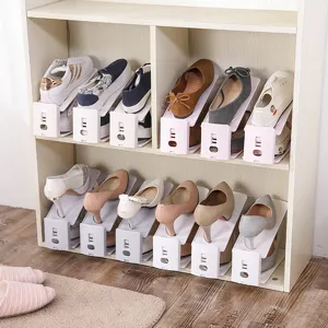 Adjustable Double Layer Shoe Rack Plastic Space Saver Shoe Slot Holder Organizer For Closet Entryway Home Storage Stand