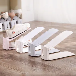 Adjustable double layer plastic shoe rack space saving shoe organizer display main image