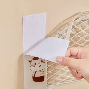 Support de sac poubelle mural avec velcro, sac de rangement en filet sans poinçon.