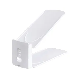 Adjustable double layer shoe rack space saving plastic shoe slot organizer for home entryway.
