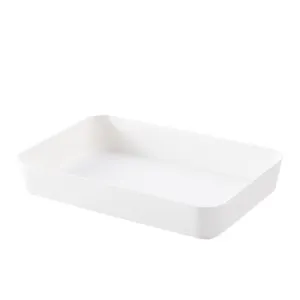 Japanese style white desktop storage tray container for makeup stationery organizer main view