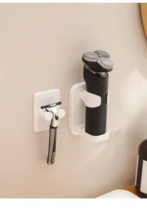 Punch-free razor holder wall mounted bathroom electric shaver storage rack white