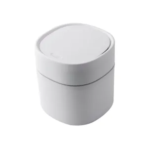 Mini desktop trash can white small plastic wastebasket cute table storage bin for office home