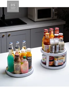 Cuisine plateau tournant organisateur à épices double couche plastique rangement cuisine