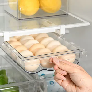 Refrigerator Egg Storage Box Transparent Pull Out Drawer Organizer PET Material Hanging Fresh Keeping Egg Holder Container