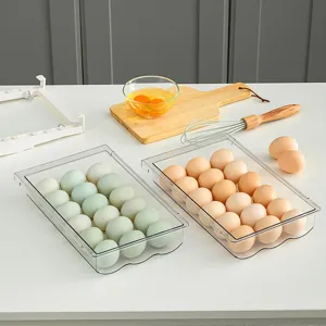 Clear plastic egg storage box drawer style refrigerator organizer kitchen egg container holder.