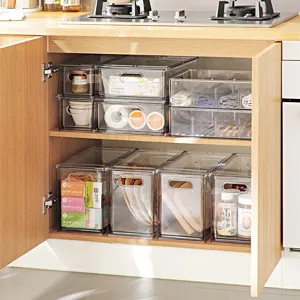 Boîte de Rangement Transparente en Plastique pour Tiroir Cuisine Légumes Fruits Bac à Légumes Réfrigérateur Conteneur Organisateur