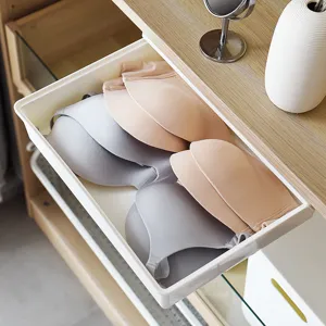 Caja de almacenamiento de plástico con cajón adhesivo debajo del escritorio para artículos