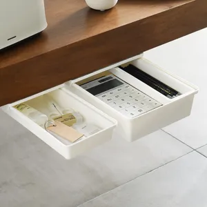 Organizador de cajón bajo escritorio oculto autoadhesivo de plástico caja de papelería.