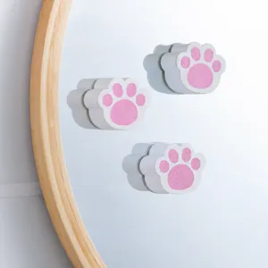 Cute cat paw sponge eraser for kitchen and bathroom cleaning, adhesive storage helper.