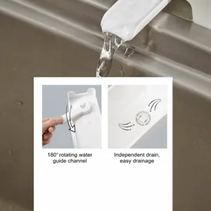 Kitchen sink strainer basket for food waste draining, white plastic holder with 180° spout.