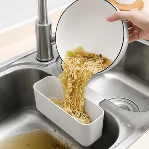 Kitchen sink drain basket plastic hanging strainer for food waste left overs drainage white