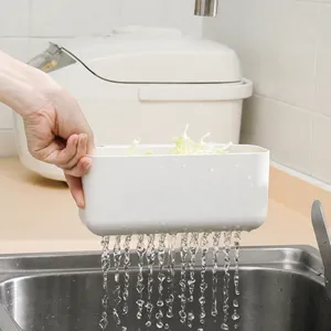 Plastic kitchen sink draining basket multi-purpose water filter hanging storage rack for dishes
