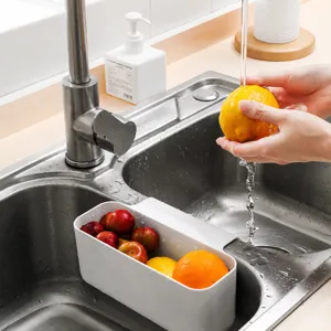 Kitchen sink hanging drain basket plastic storage rack for fresh fruit and vegetables