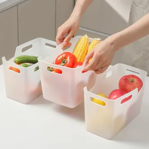 Kitchen Plastic Storage Basket Household Fridge Fruit Vegetable Organizer Bin With Handle Home Kitchen Storage Container