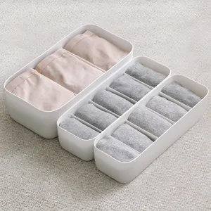 Plastic Underwear Organizer Storage Box Set Stackable Sock Compartment Holder for Drawer Closet
