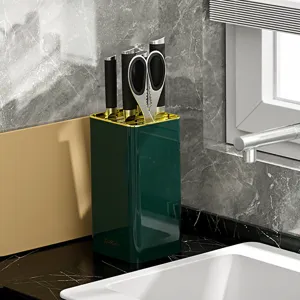 Supporto per coltelli da cucina piano di lavoro organizer verde scuro bordo dorato