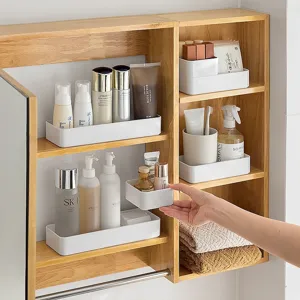 White plastic storage box desktop organizer drawer divider cosmetic container for bathroom