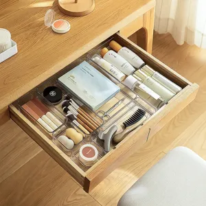 Clear acrylic drawer organizer tray, desktop makeup and stationery sorting box for neat storage.
