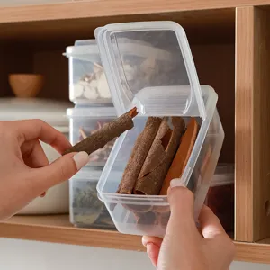 Clear stackable plastic spice storage box with double flip lids for kitchen food pantry organization