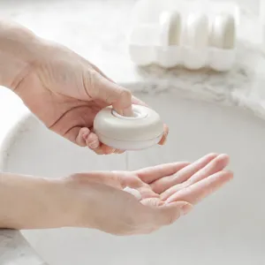 Portable press-type refillable lotion dispenser bottle for travel, compact and leak-proof.