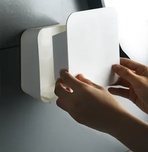 White wall mounted storage box dustproof holder for bathroom cosmetic cotton swab garbage bag