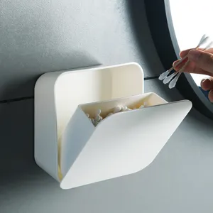 Japanese Style Wall Mounted Plastic Storage Box Dustproof Sealed Organizer For Bathroom Kitchen Cotton Swab Tissue Holder