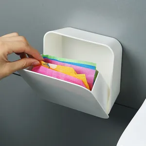 Japanese style wall mounted storage box dustproof container for bathroom cosmetics organizer