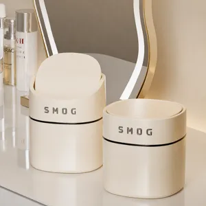 Mini Desktop Trash Can Press Type Pop-Up Lid Garbage Bin Plastic Small Waste Basket For Office Kitchen Home Tabletop Storage