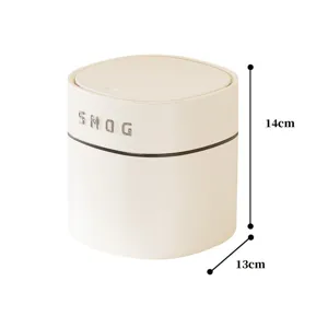 Mini desktop push-lid trash can, 14x13cm retro style wastebasket for office desk and kitchen.