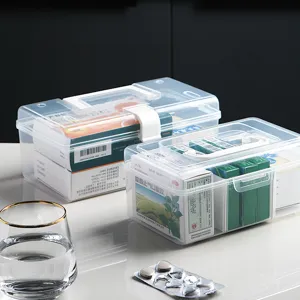 Boîte de Rangement Portable en Plastique Transparent Avec Poignée Boucle d'Étanchéité Organisateur Domestique pour Médicaments