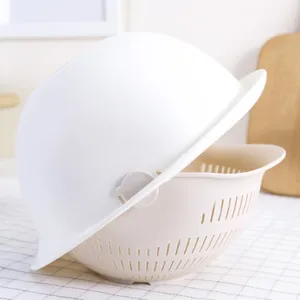 Double-layer kitchen draining basket, detachable fruit and vegetable washing strainer tool.