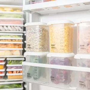 Barattolo di Conservazione per Alimenti in Plastica Trasparente Cucina Contenitore Sigillato Con Scala e Coperchio Scatola Organizer per Cereali