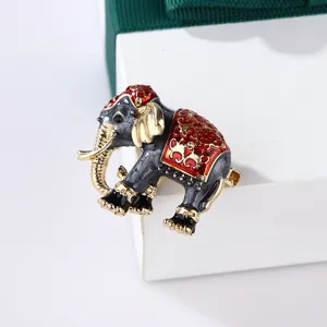 Exotische Emaille Elefant Brosche mit Strass Details, elegante Tier Reversnadel für Kleidung.