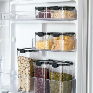 Viereckiger transparenter Vorratsbehälter für Küche, luftdichter Behälter für Getreide Snacks.