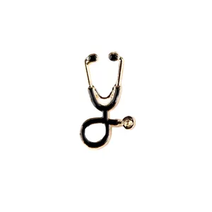 Stethoscope brooch pin enamel gold metal medical doctor nurse student gift clothing accessory