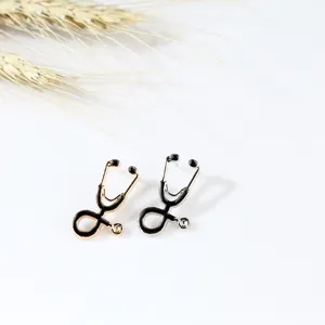 Stethoscope enamel pin alloy brooch set minimalist medical uniform accessory fashion jewelry