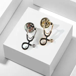 Elegant Alloy Stethoscope Brooch Creative Medical Pin Electroplated Enamel Apparel Accessories Gift For Doctor Nurse Student