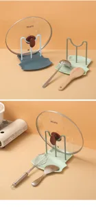 Nordic style kitchen pot lid rack and spoon holder, multifunctional countertop organizer.