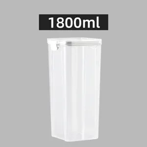 Square plastic food storage container with airtight lid 1800ml capacity kitchen organizer