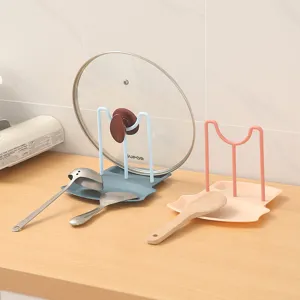 Nordic Style Plastic Kitchen Pot Lid Holder Spatula Stand Multi-Functional Desktop Storage Organizer Rack For Cooking Utensils