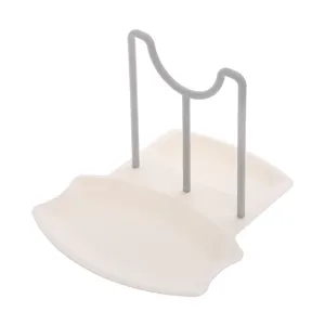 Nordic kitchen pot lid holder and spatula rest stand, white multi-functional organizer rack for cookware.