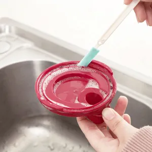 Japanese thermos cup lid gap cleaning brush with sponge head, perfect for bottle spouts grooves.