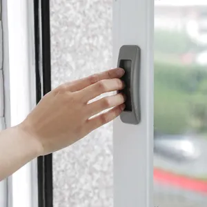Adhesive sliding door window handle pull for cabinet cupboard refrigerator grey.