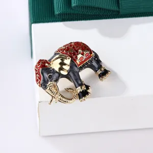 Exquisite Emaillierte Elefant Brosche, Vintage Stil Metall Anstecknadel, elegantes Schmuckstück.