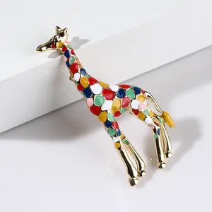 Colorful enamel giraffe brooch pin for women men fashion stylish coat scarf jewelry